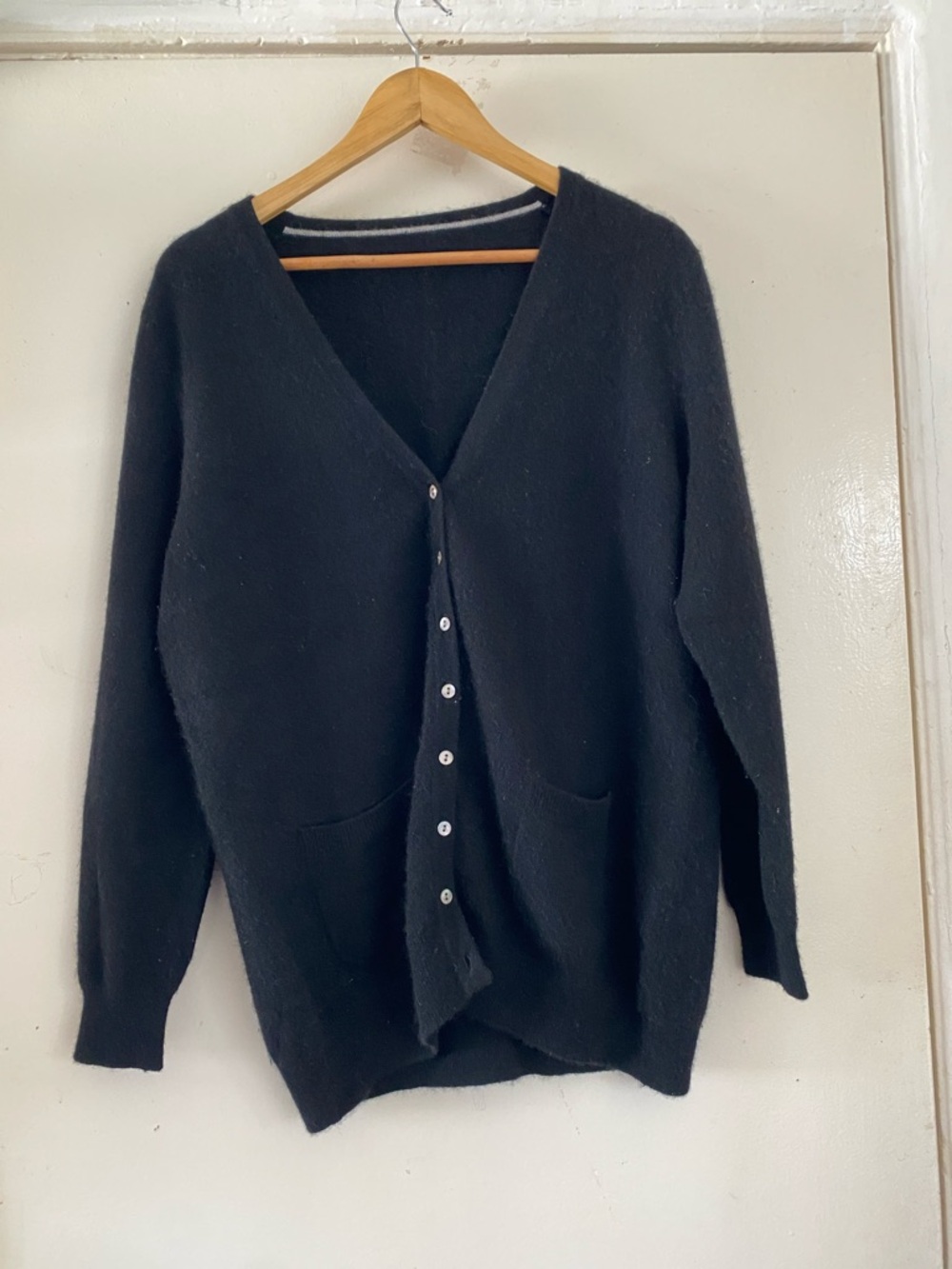 Black V-Neck Button Cardigan